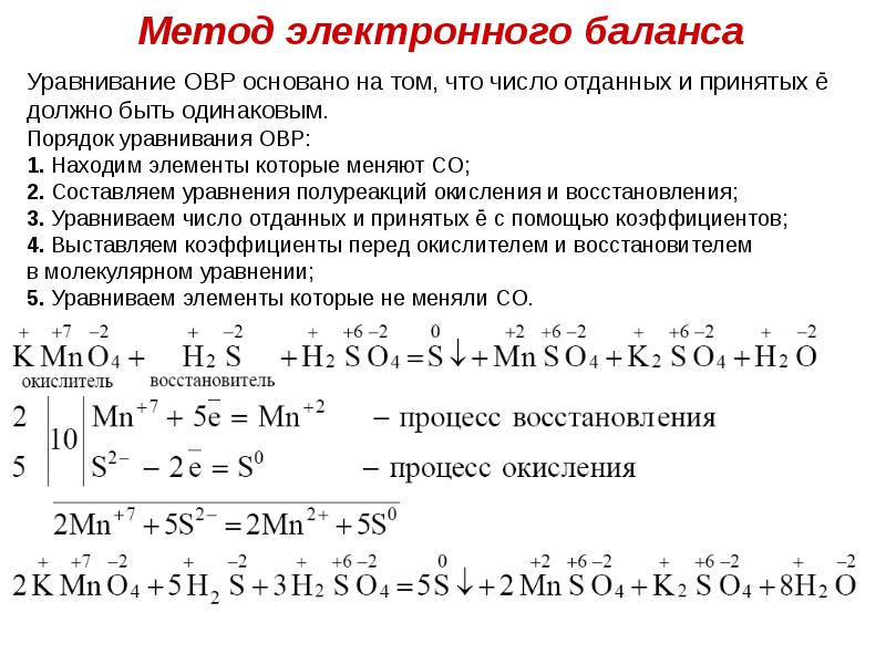 Составьте схему электронного баланса