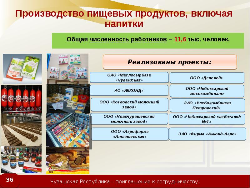 Продукция включая. Производство пищевых продуктов включая напитки.