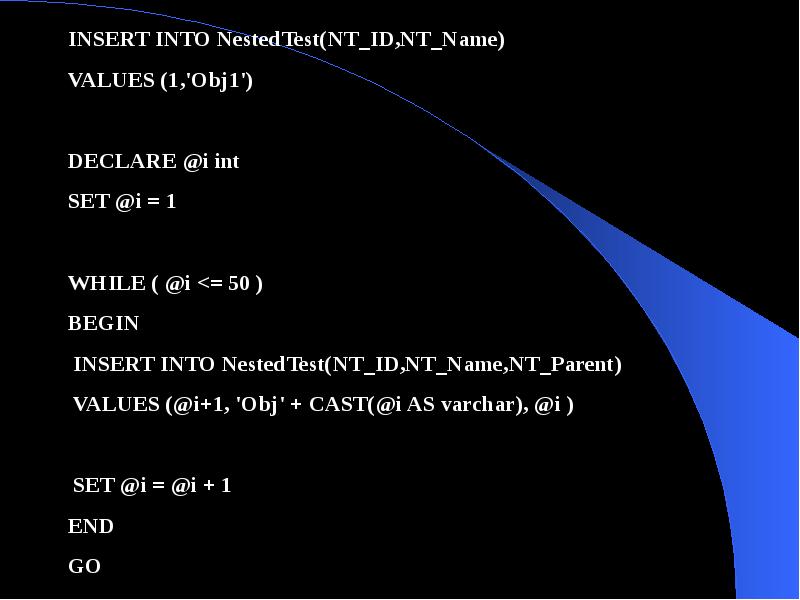 Sql insert into values 1