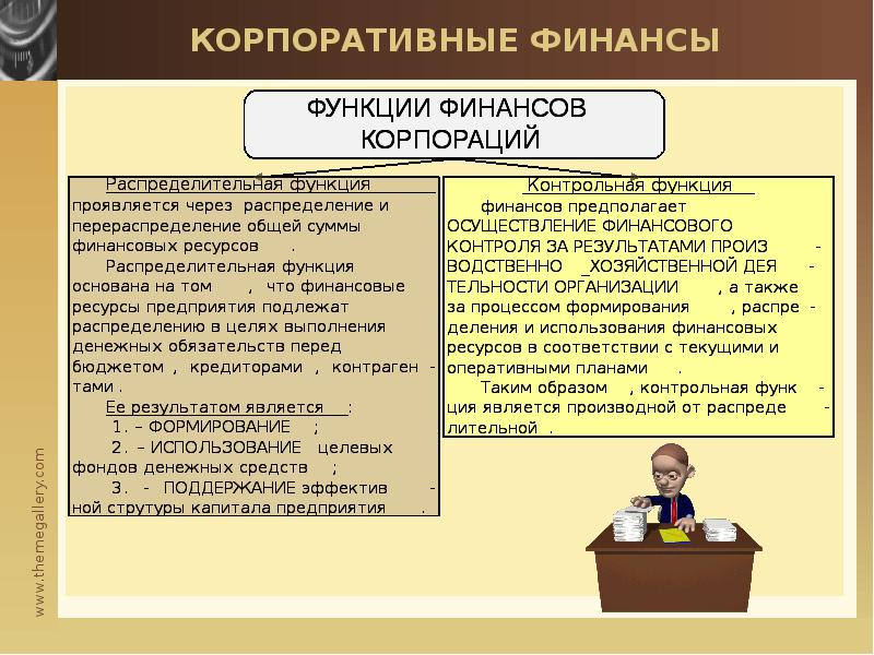 Роль финансов корпорации. Функции финансов организации и корпоративных финансов. Корпоративные финансы функции.