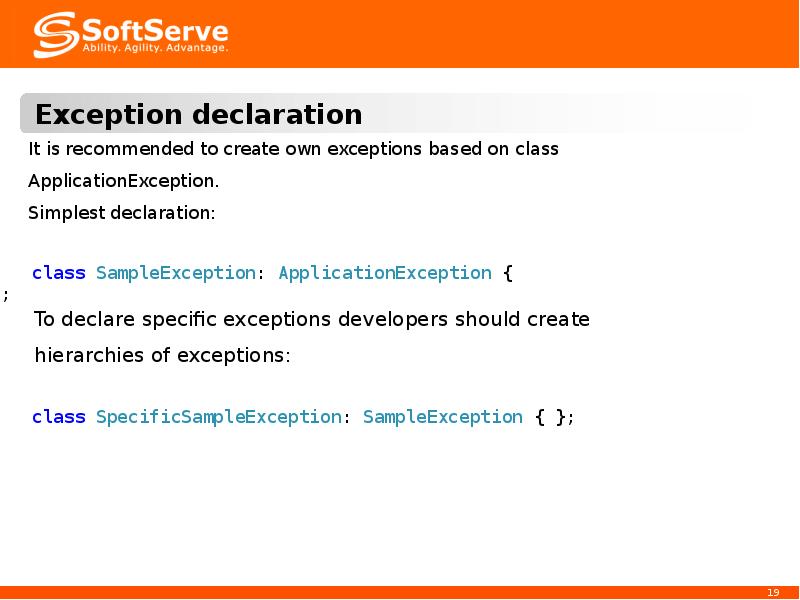 Exception declaration Exception declaration