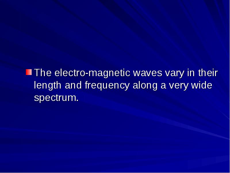 The electro-magnetic waves vary in their length and frequency along a