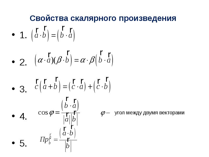 Скалярное произведение 1. Свойства скалярного произведения. Скалярное произведение векторов математический диктант.