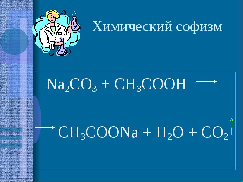 Химический софизм  Na2CO3 + CH3COOH    CH3COONa +
