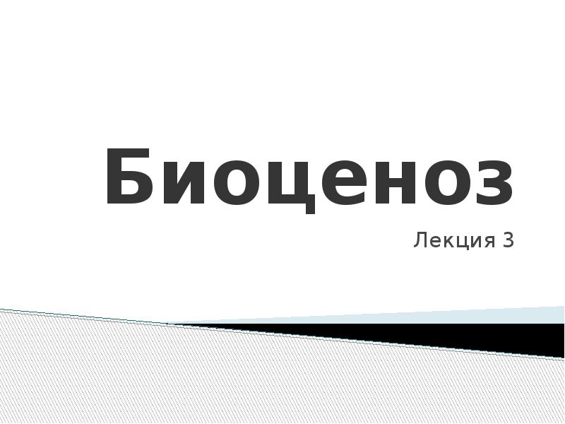 Биоценоз Лекция 3