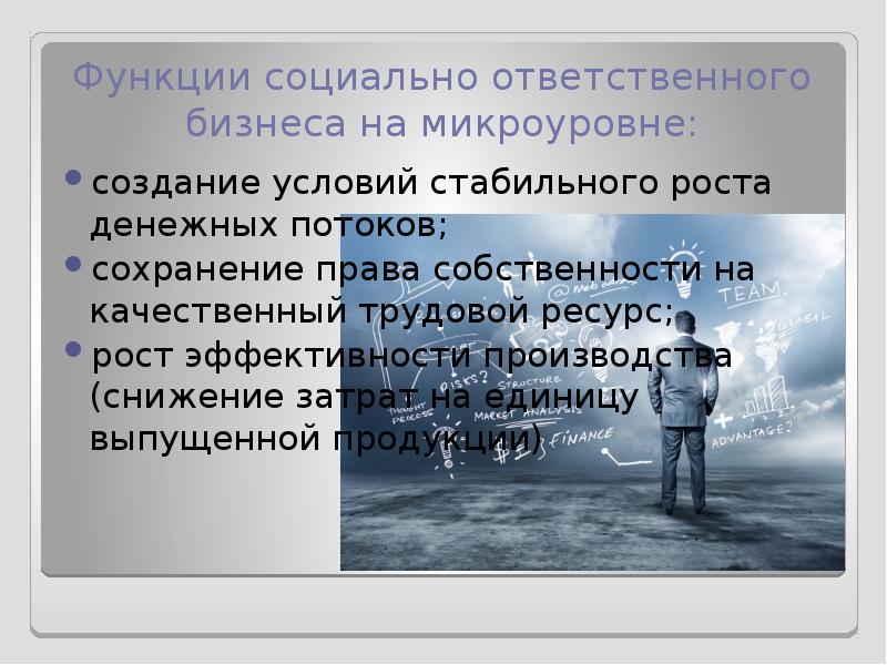 Функции социально ответственного бизнеса на микроуровне: создание условий стабильного роста денежных