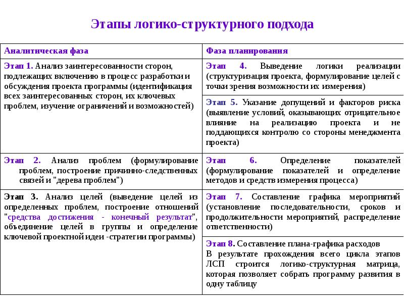 Логико структурная матрица проекта