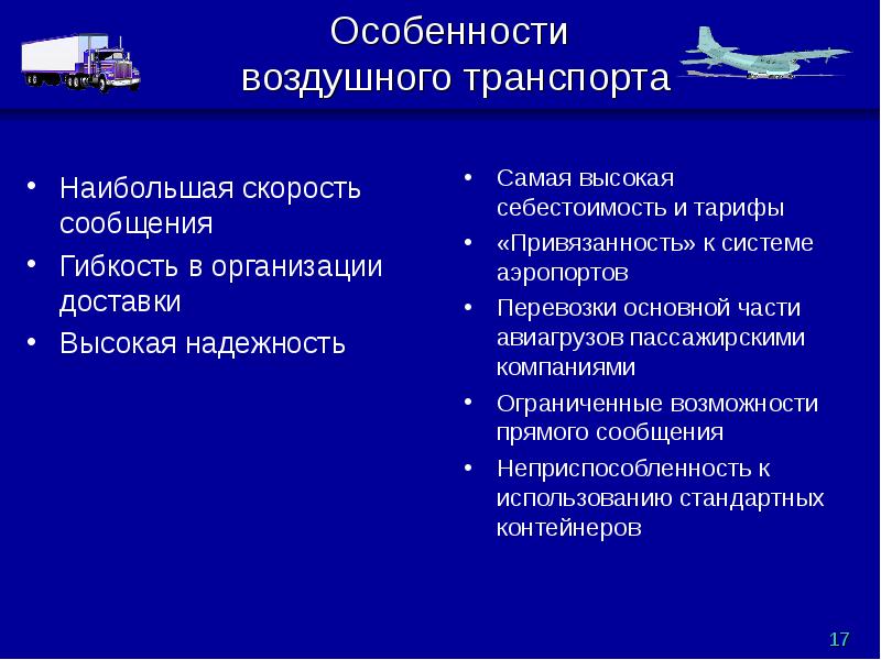 Особенности воздушного транспорта презентация