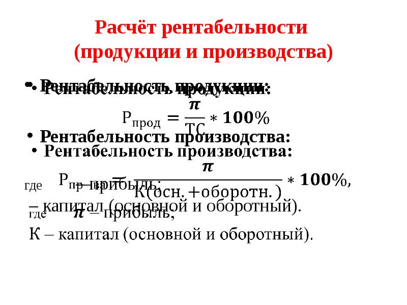 Рентабельность расчет