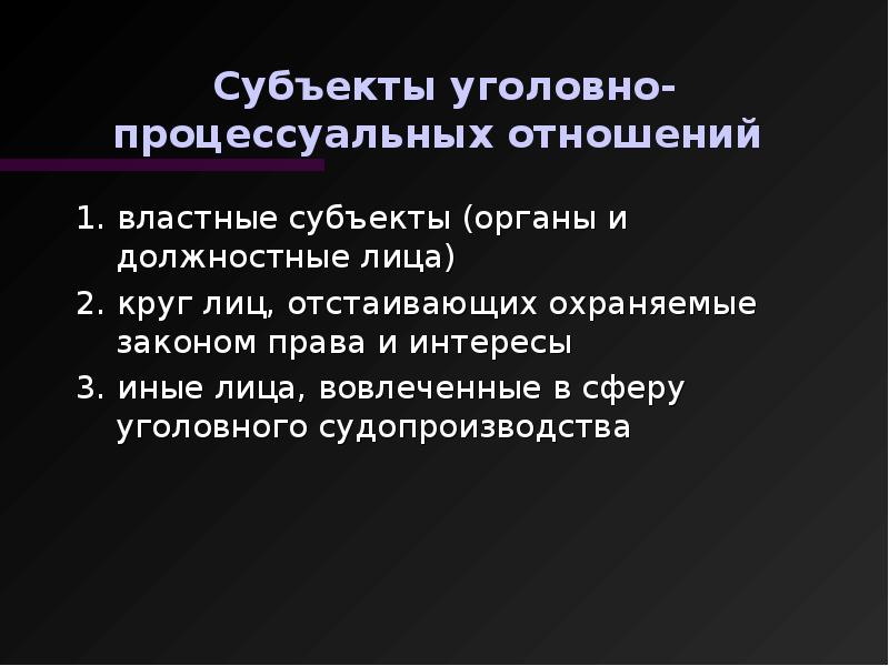 Субъекты уголовного процесса