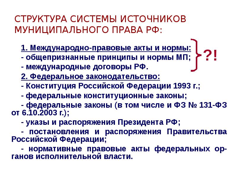 Постройте схему источников муниципального права исходя из их юридической силы