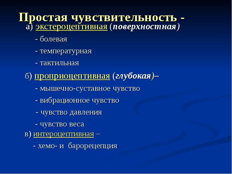 Проприоцептивная чувствительность презентация