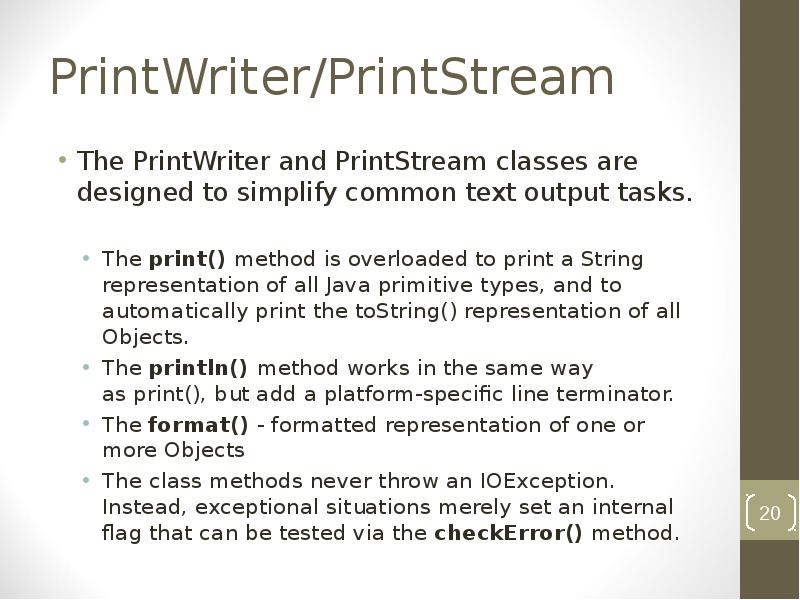Java input outputlibrary