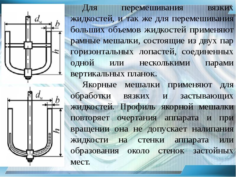 Якорная мешалка схема