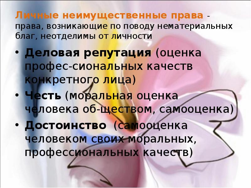 Личные неимущественные права презентация