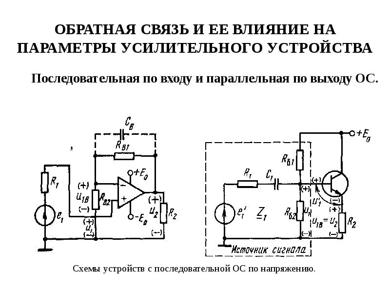 Обратные связи по воздействию на усилитель бывают. Последовательная Обратная связь по напряжению схема. Схема последовательная ОС по току. Параллельная Обратная связь по напряжению. Последовательная отрицательная Обратная связь по напряжению.