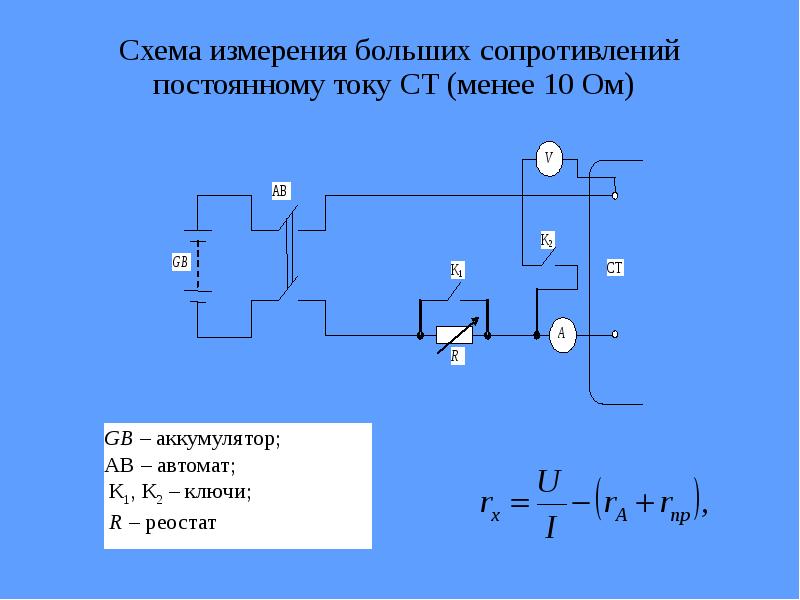 Измерение сопротивлений мостом тока