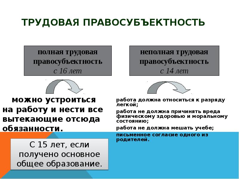 Трудовая правосубъектность схема