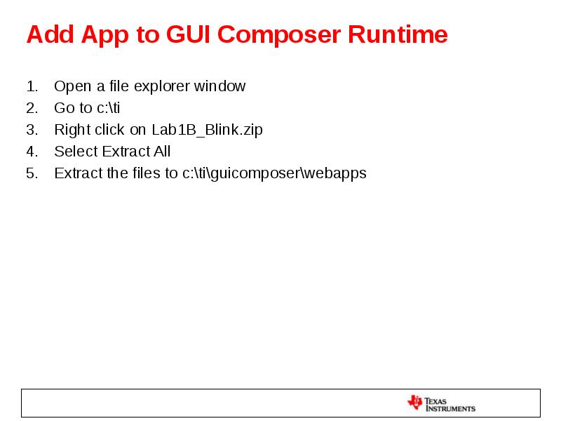 Add App to GUI Composer Runtime Open a file explorer window