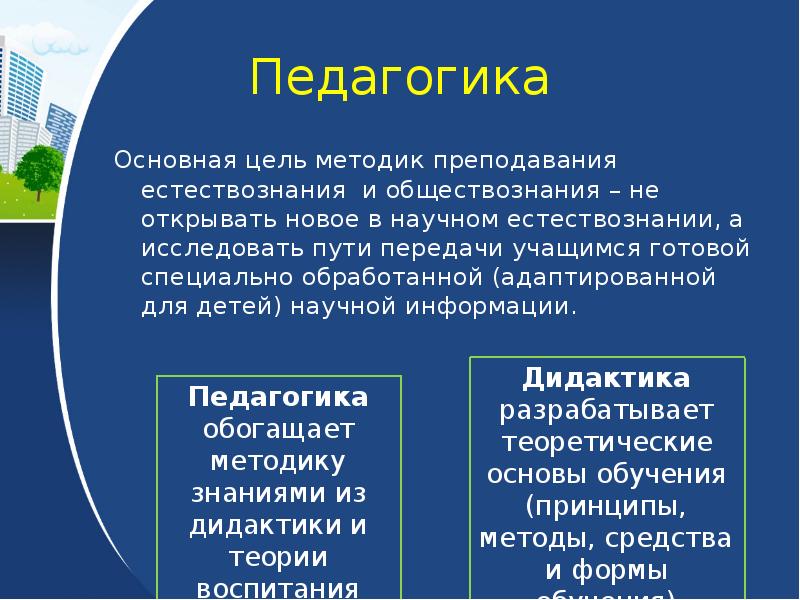 Предмет методики преподавания естествознания