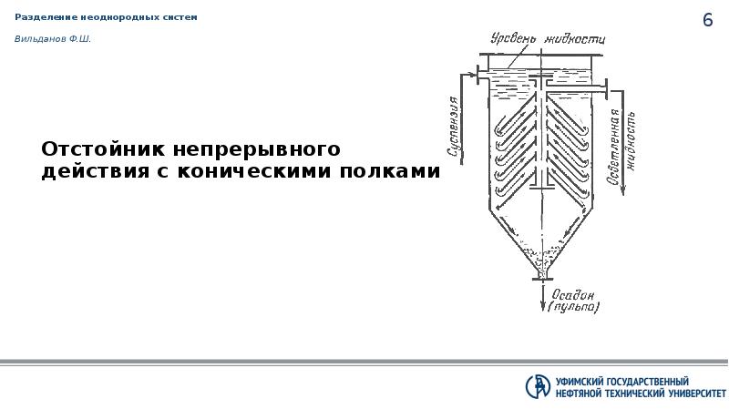 Отстойник непрерывного действия с коническими полками