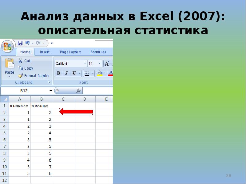 Анализ данных в excel