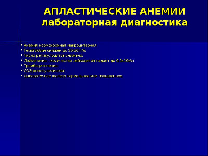 Апластические анемии презентация