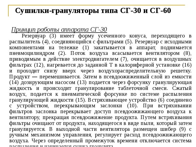 Сушилки-грануляторы типа СГ-30 и СГ-60
Принцип работы аппарата Сушилки-грануляторы типа СГ-30 и СГ-60
Принцип работы аппарата