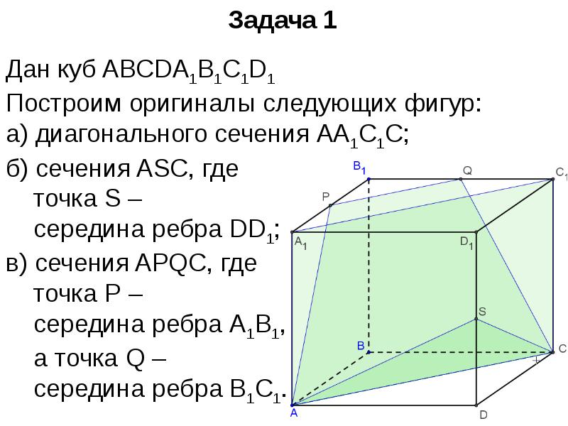 Сечение через ребро и точку