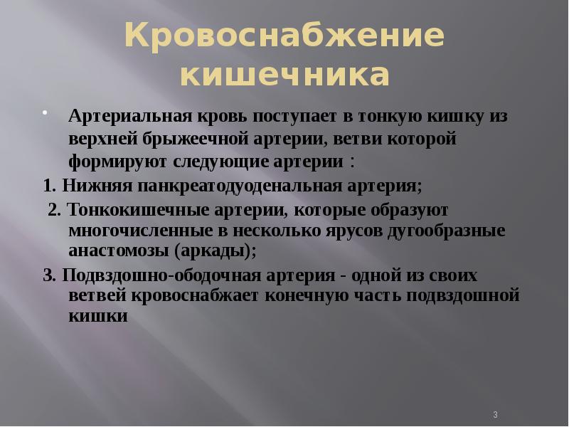 Кровоснабжение кишечника презентация