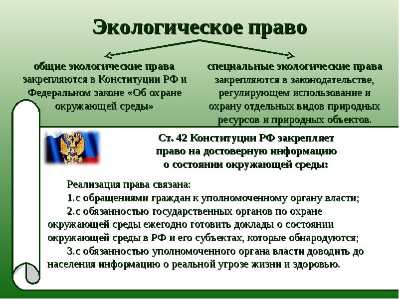 План экологические права и обязанности граждан рф