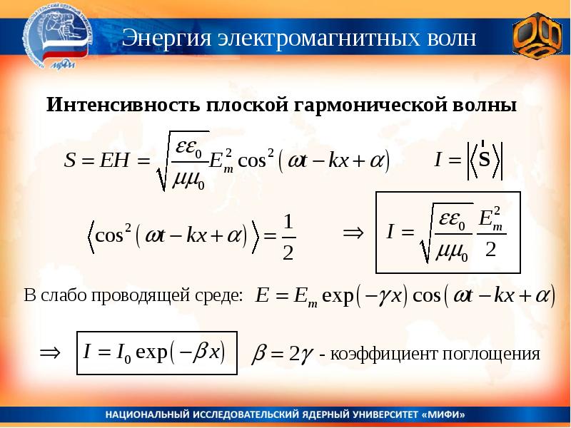 Интенсивность волны пропорциональна