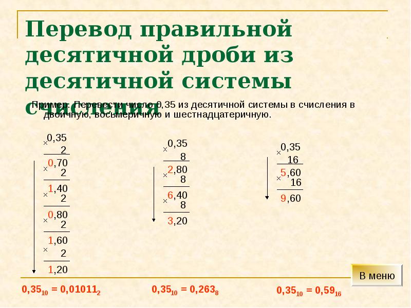 Перевод дробных чисел в двоичную