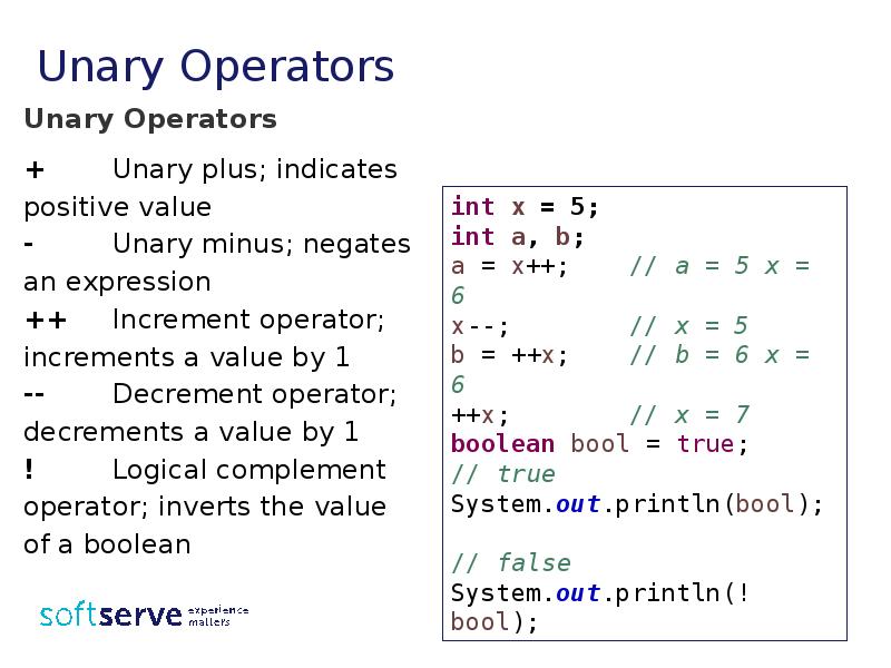 Unary Operators Unary Operators