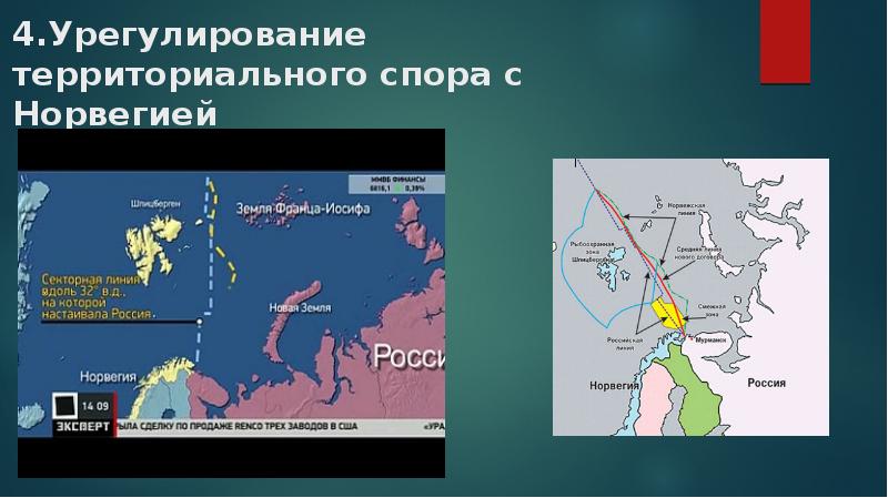 4.Урегулирование территориального спора с Норвегией
