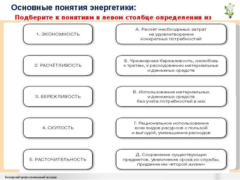 Энергетические термины