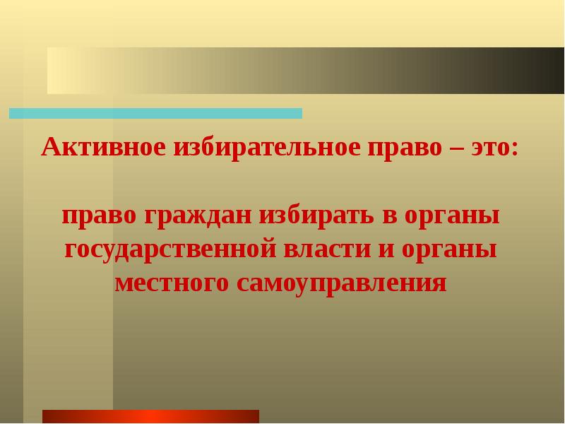 Активное и пассивное избирательное право граждан презентация