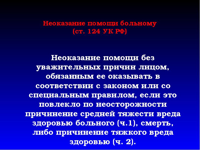 Неоказание помощи больному статья ук