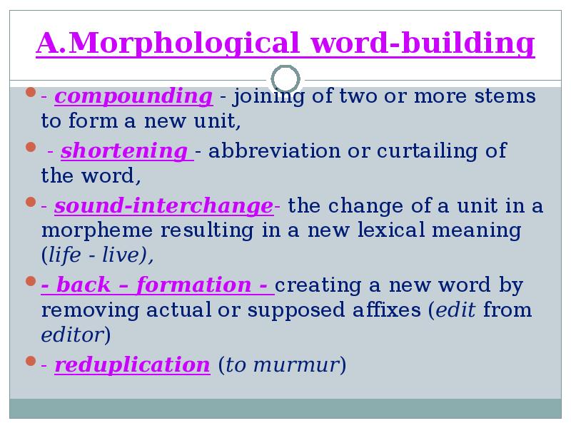 Types of word building