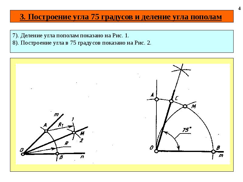 С помощью циркуля и линейки постройте угол равный 15 градусов с рисунком