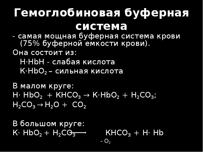 Схема гемоглобиновый буфер