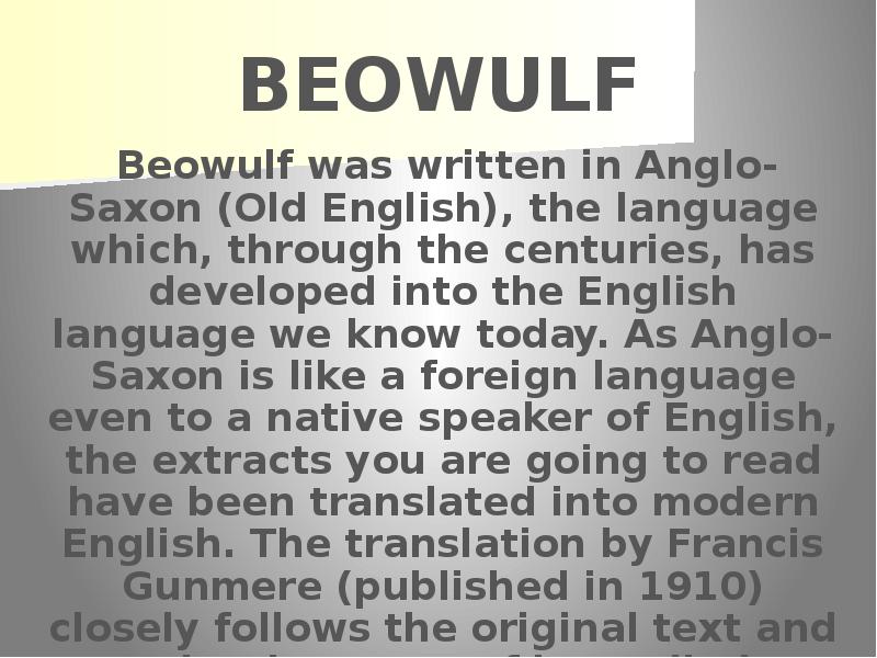 Old English Literature. Beowulf