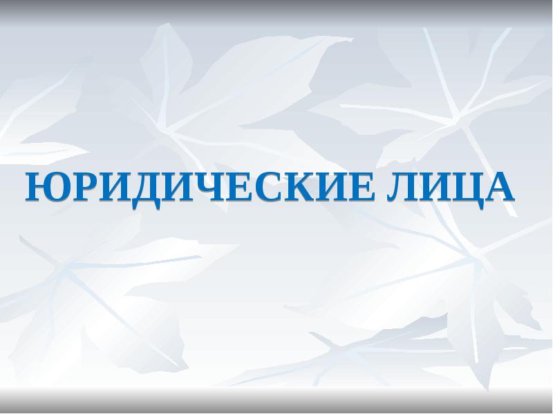 ЮРИДИЧЕСКИЕ ЛИЦА ЮРИДИЧЕСКИЕ ЛИЦА