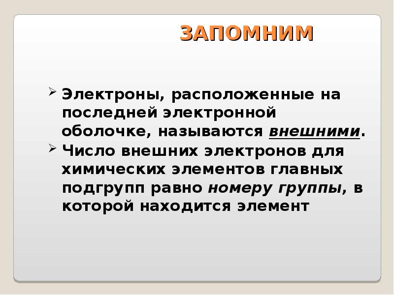 Внешние электроны равны. Номер группы для элементов расположенных в главных подгруппах равен. Последние внешние электроны. Внешние электроны. Электронной оболочкой называют.