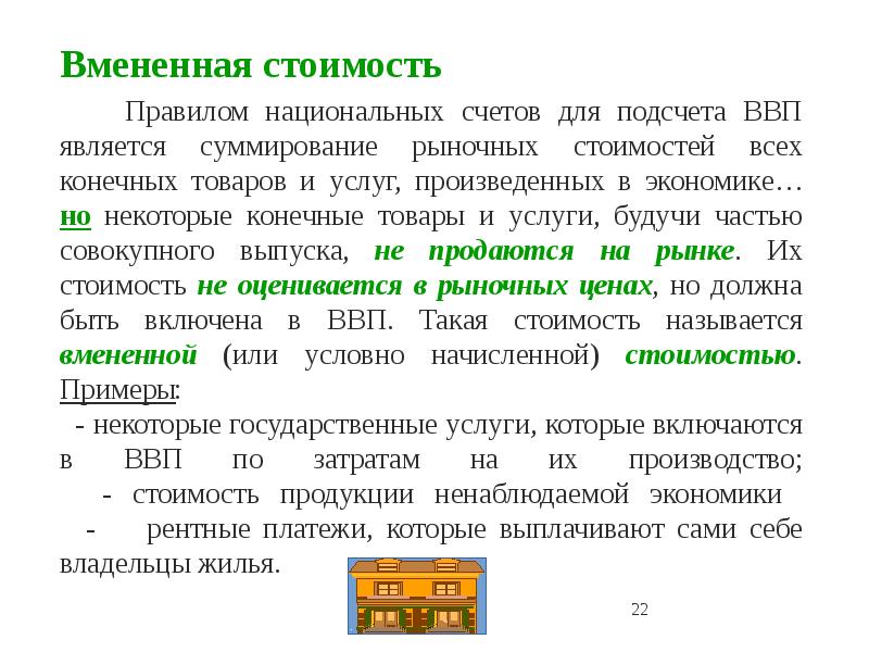 Экономика некоторой. Вмененная стоимость. Вмененная стоимость основных средств. Что считается вмененной стоимостью в системе национальных счетов.