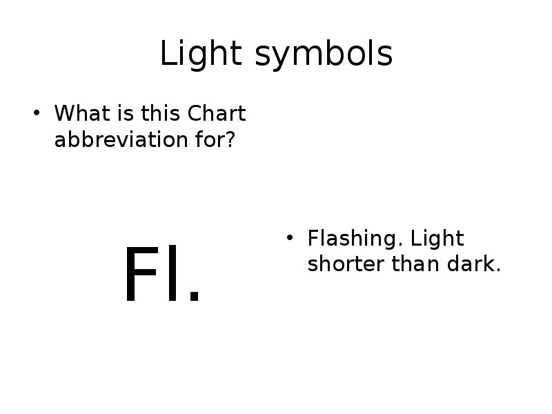 Light symbols What is this Chart abbreviation for? Fl.