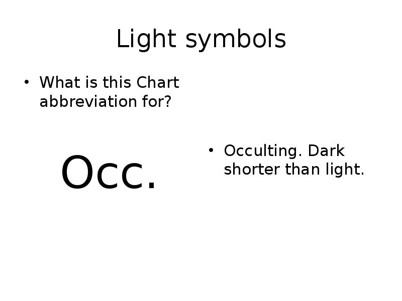 Light symbols What is this Chart abbreviation for? Occ.