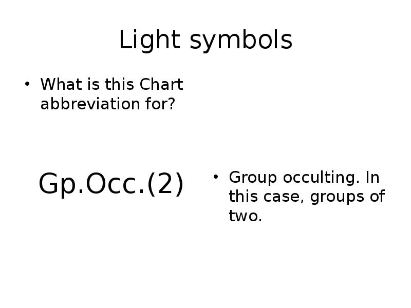 Light symbols What is this Chart abbreviation for? Gp.Occ.(2)
