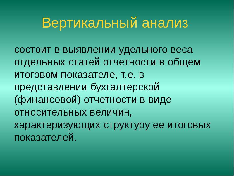 Заключается в выявлении. Исследование вертикальное. Сущность вертикального анализа заключается в. Из чего состоит анализ. Вертикальный анализ вывод.