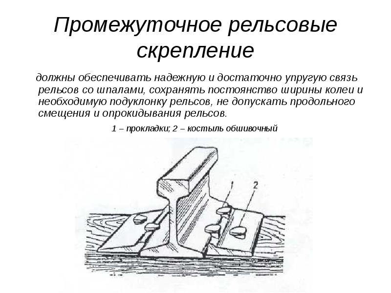Промежуточное рельсовые скрепление
должны обеспечивать надежную и достаточно упругую Промежуточное рельсовые скрепление
должны обеспечивать надежную и достаточно упругую